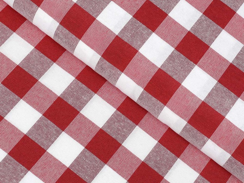 Tkanina dekoracyjna Menorca - duża czerwono-biała kratka