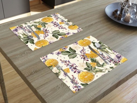 Podkładka na stół Loneta - pomarańcze i kwiaty - 2szt.