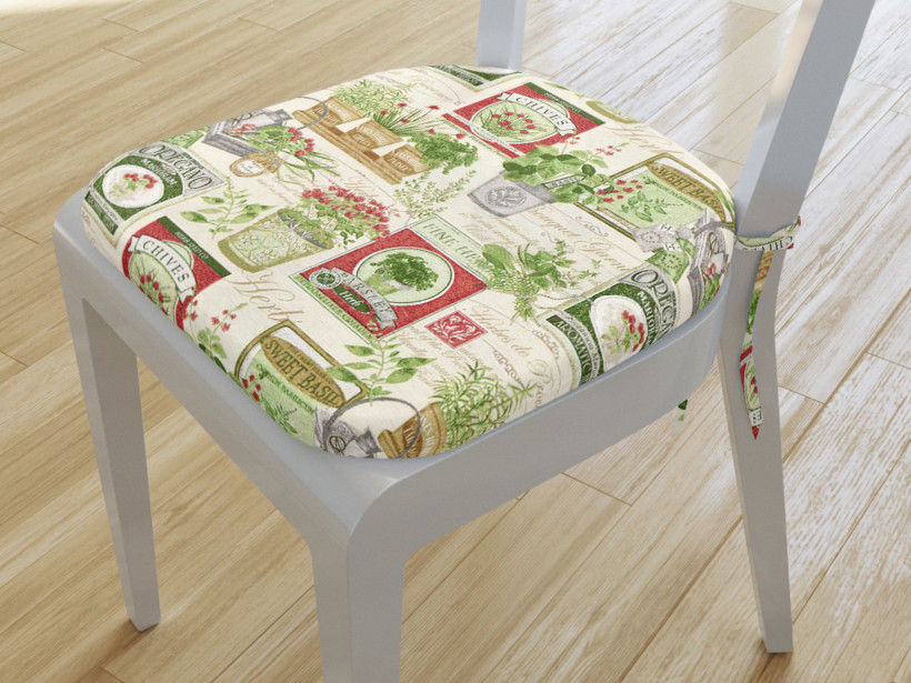 Zaokrąglona poduszka na krzesło 39x37 cm Loneta - zioła