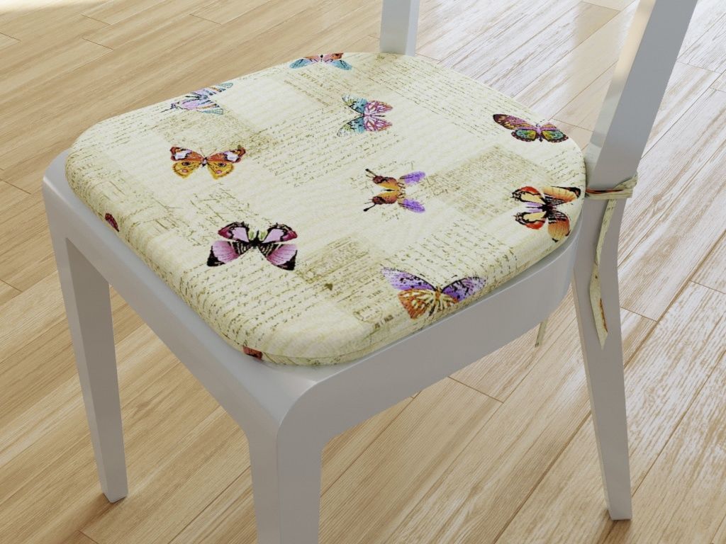 Zaokrąglona poduszka na krzesło 39x37 cm Loneta - motyle