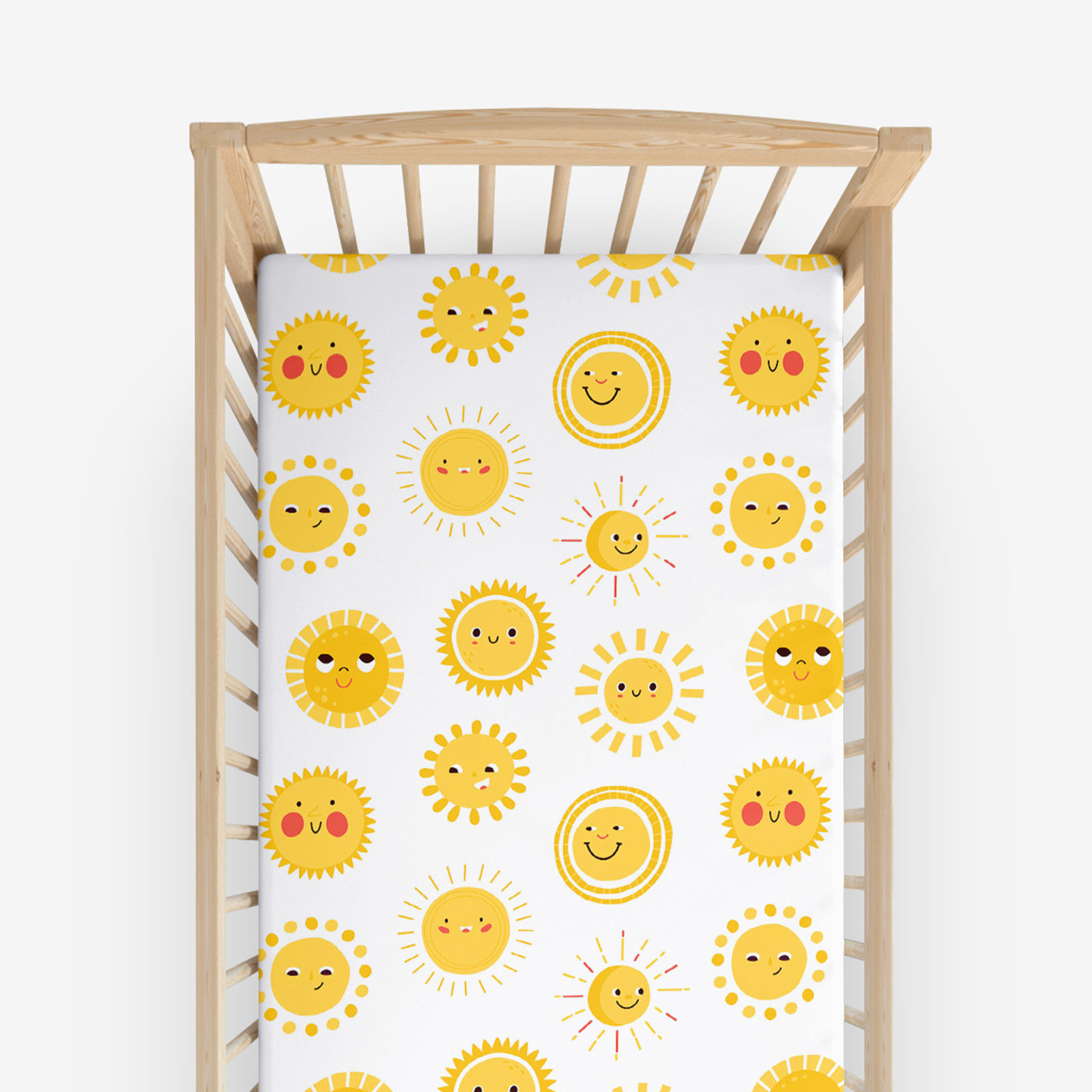 Bawełniane prześcieradło z gumką do łóżeczka - uśmiechnięte słoneczka