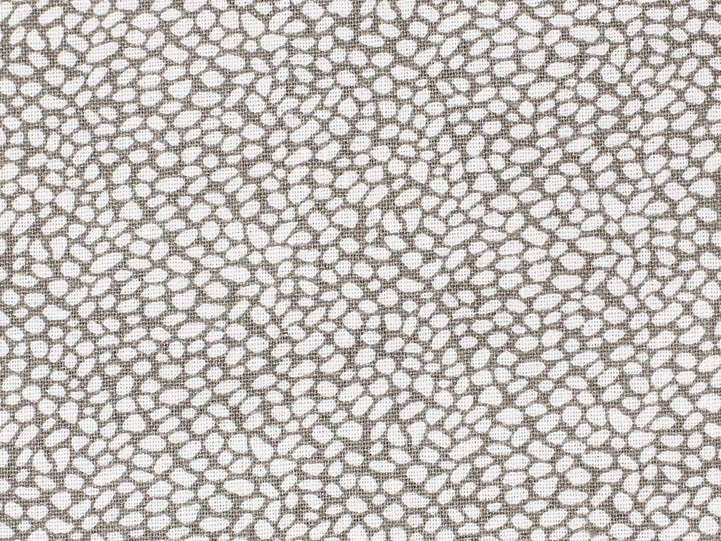 Płótno bawełniane - biała mozaika na brązowym