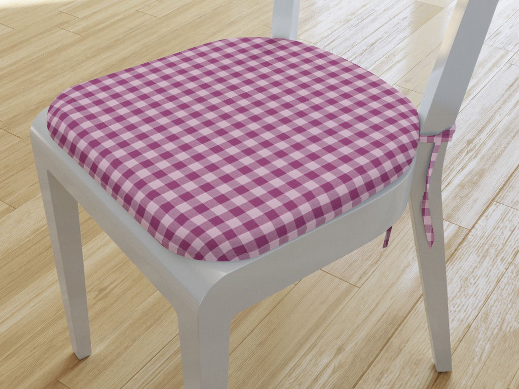 Zaokrąglona poduszka na krzesło 39x37 cm Kanafas - mała fioletowa kratka
