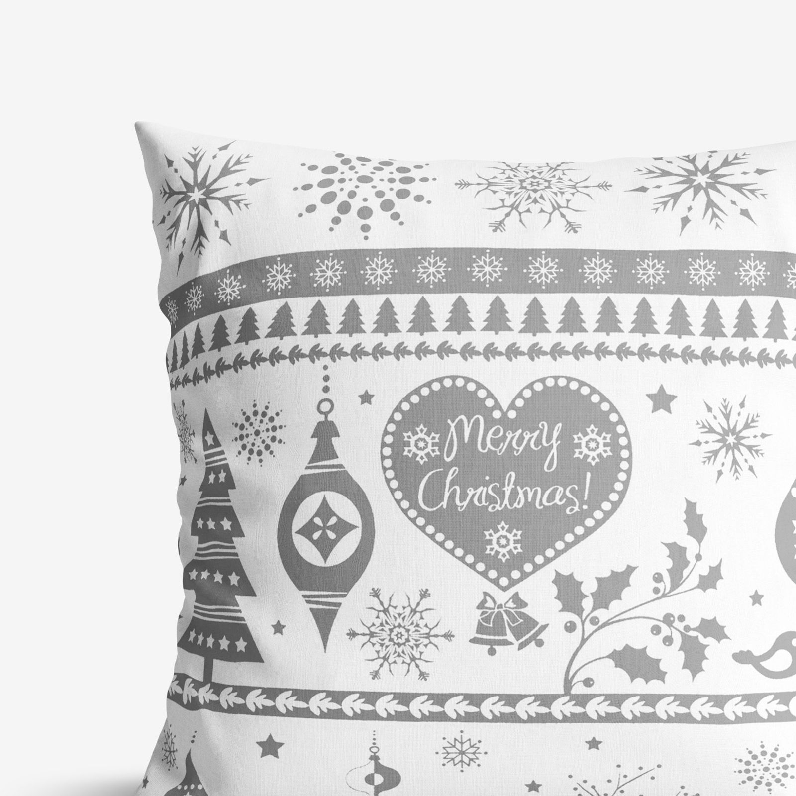 Poszewka na poduszkę bawełniana - symbole świąteczne na białym