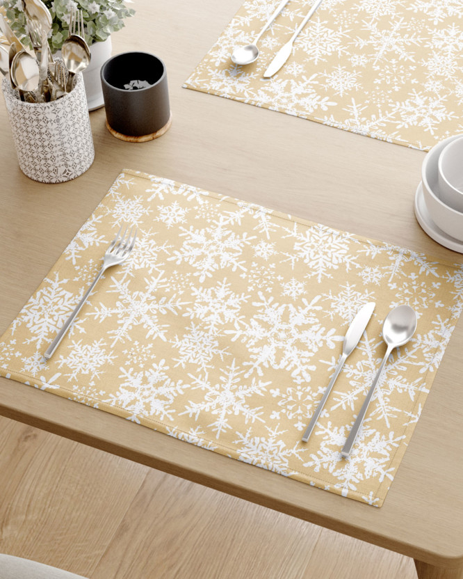 Podkładka na stół bawełniana - płatki śniegu na złotym - 2szt.