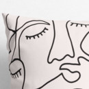 Poszewka na poduszkę bawełniana - abstrakcyjne twarze na beżu