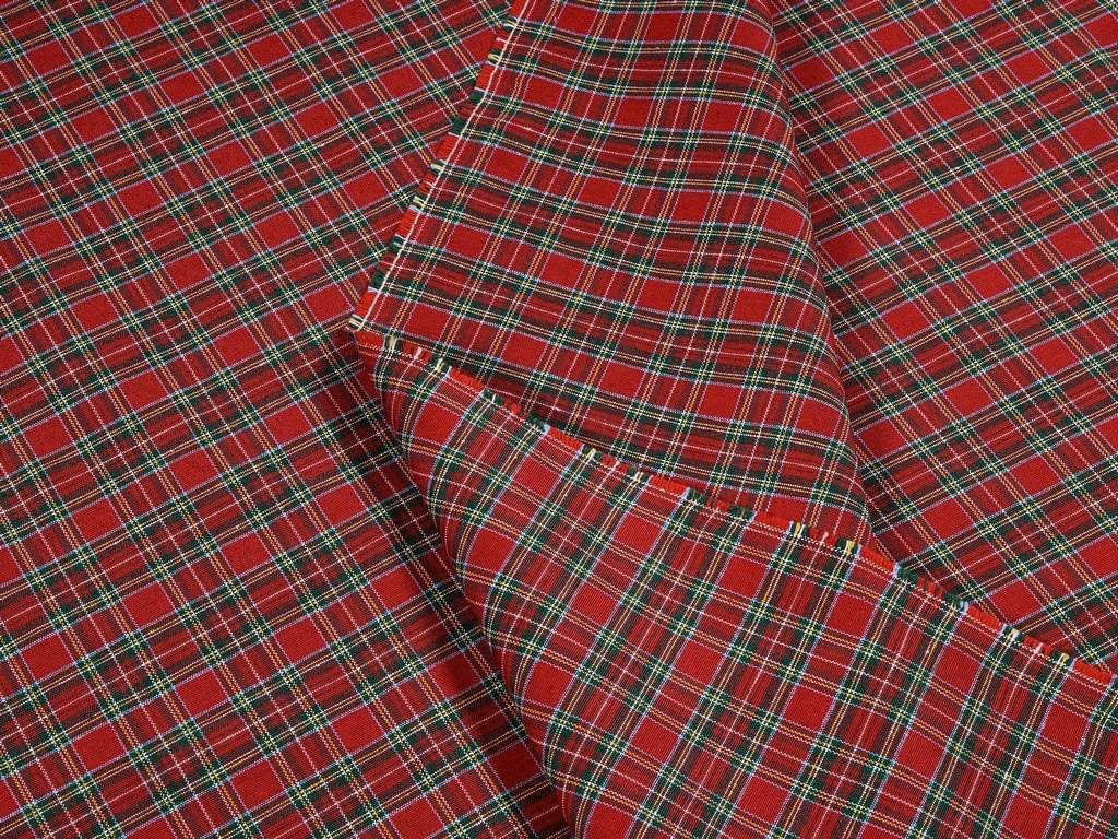 Tkanina dekoracyjna Loneta - mała czerwona kratka