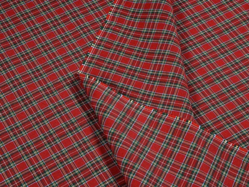 Tkanina dekoracyjna Loneta - mała czerwona kratka