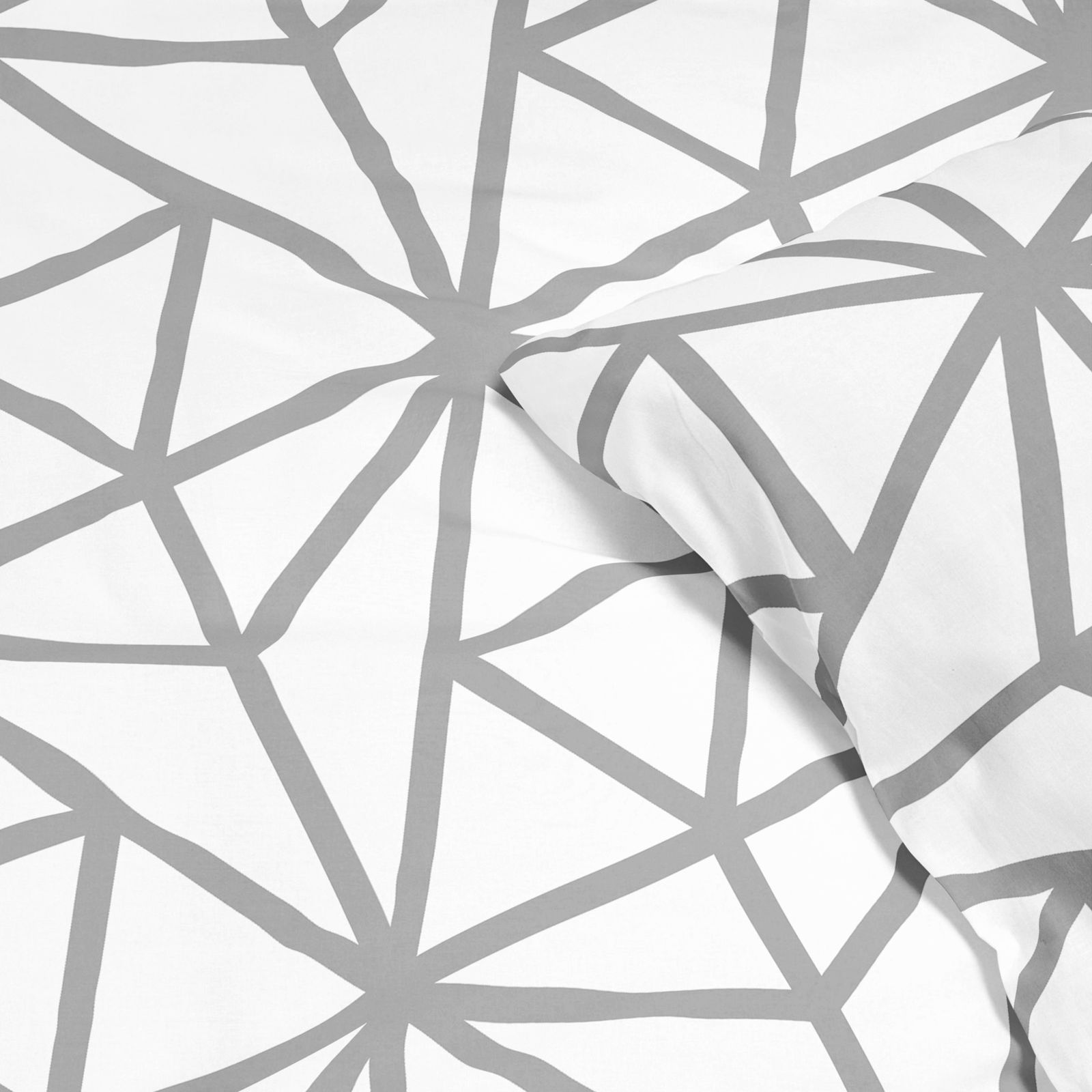 Pościel satyna bawełniana Deluxe - szare kształty geometryczne na białym