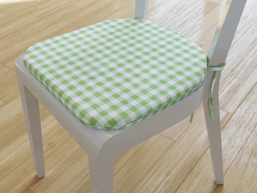 Zaokrąglona poduszka na krzesło 39x37 cm Menorca - zielone i białe kostki