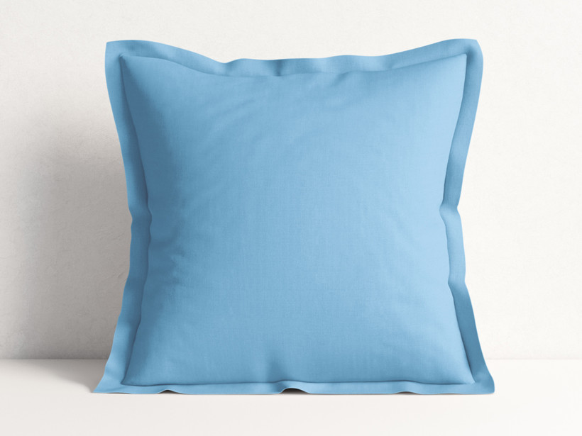 Poszewka na poduszkę z ozdobną kantą bawełniana - niebiański błękit