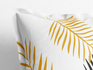 Poszewka na poduszkę z ozdobną kantą bawełniana - palmowe liście czarne i złote