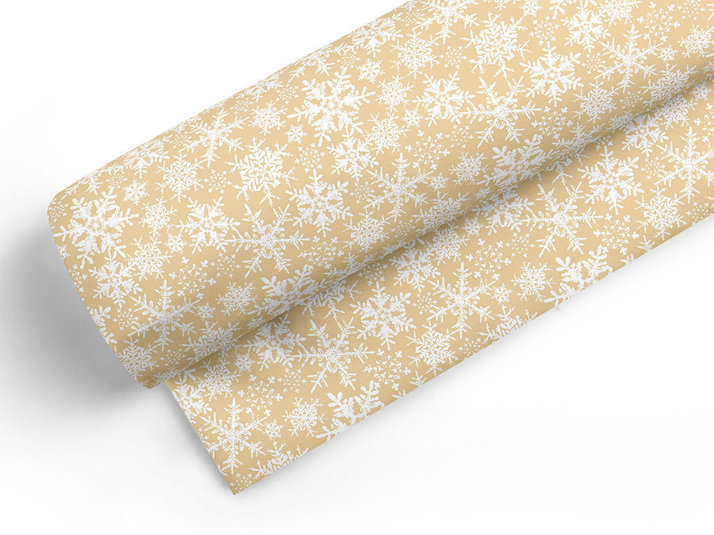 Mocna tkanina bawełniana 220 g/m2 - płatki śniegu na złotym