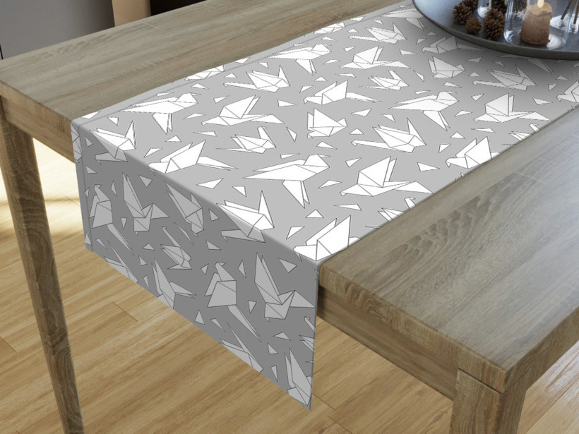 Bieżnik na stół Loneta - origami na szarym