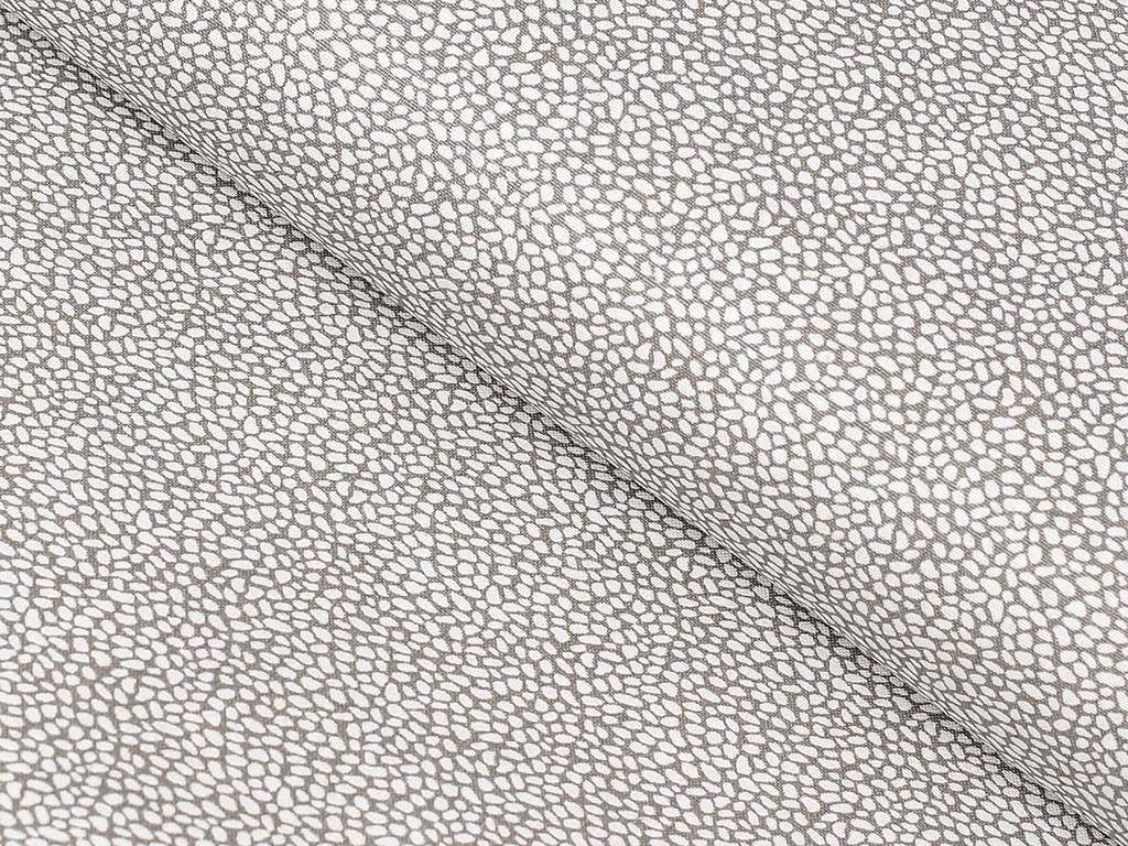 Płótno bawełniane - biała mozaika na brązowym