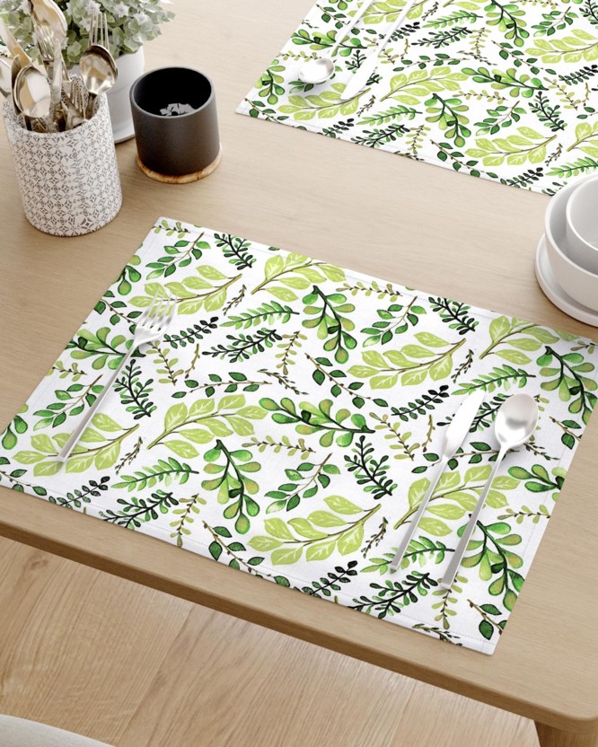 Podkładka na stół z płótna bawełnianego - zielone liście - 2szt.
