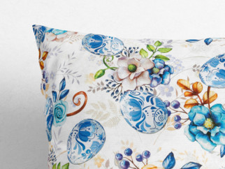 Poszewka na poduszkę dekoracyjna wielkanocna Loneta - malowane niebieskie pisanki
