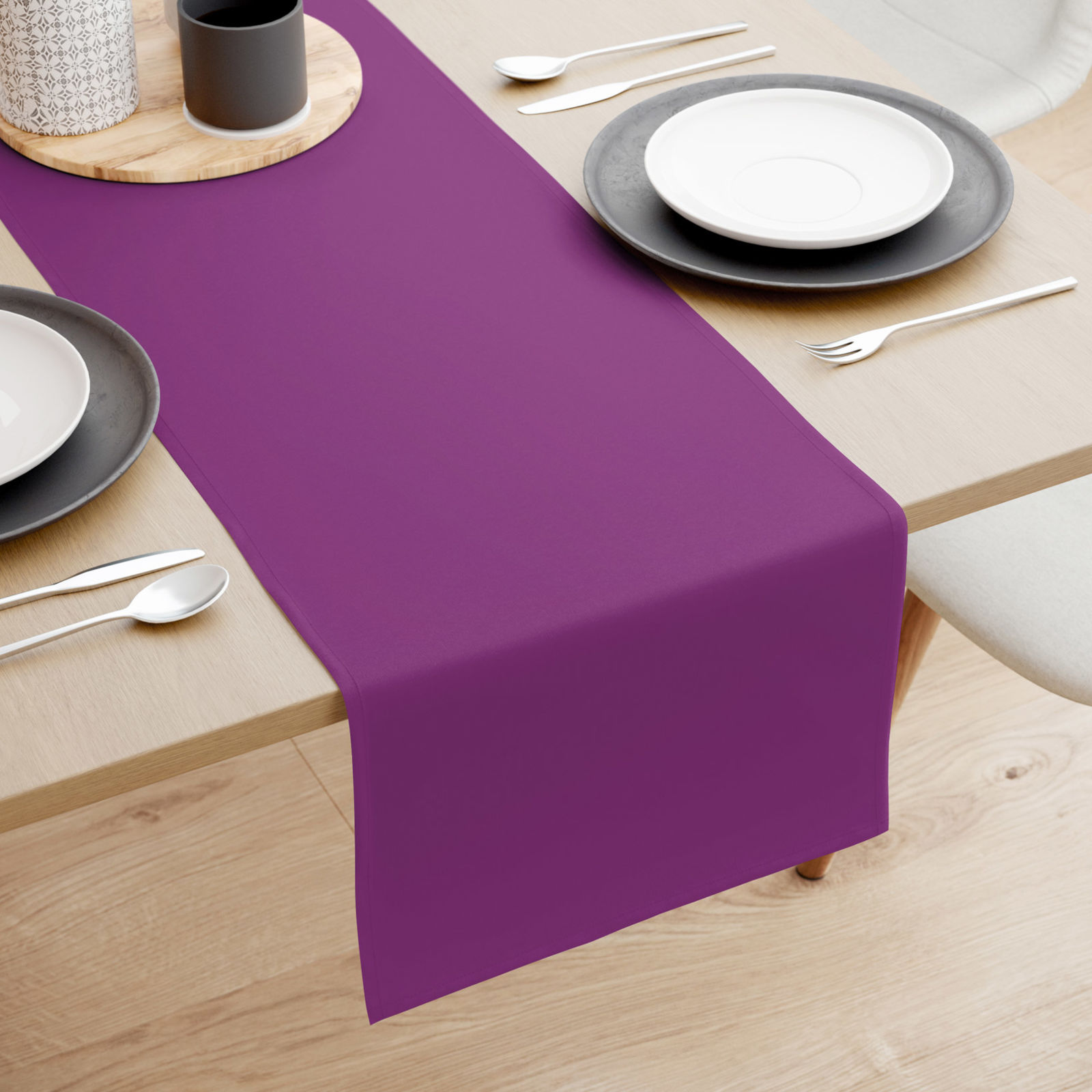 Bieżnik na stół z płótna bawełnianego - fioletowy
