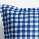 Poszewka na poduszkę z ozdobną kantą dekoracyjna Menorca - niebiesko-biała kratka