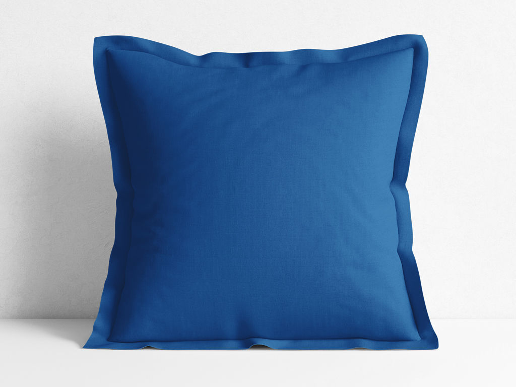 Poszewka na poduszkę z ozdobną kantą bawełniana - błękit królewski