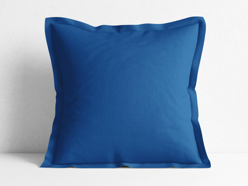 Poszewka na poduszkę z ozdobną kantą bawełniana - błękit królewski