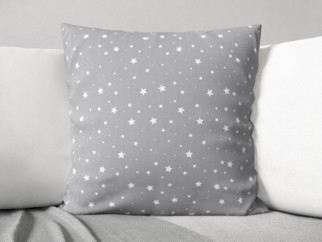 Poszewka na poduszkę bawełniana - małe białe gwiazdki na szarym