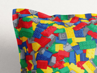 Poszewka na poduszkę z ozdobną kantą bawełniana dla dzieci - kolorowe klocki