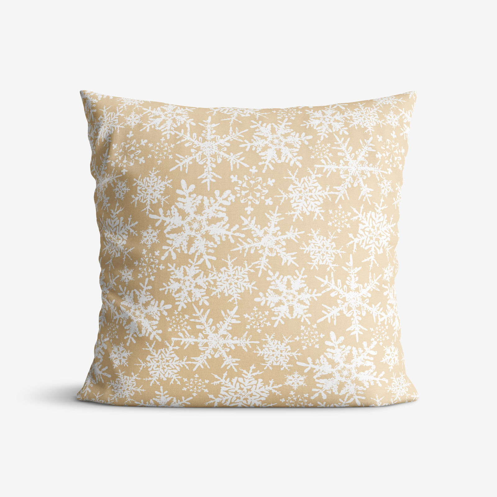 Poszewka na poduszkę bawełniana - płatki śniegu na złotym