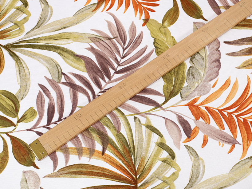 Tkanina dekoracyjna Loneta - kolorowe liście palmowe
