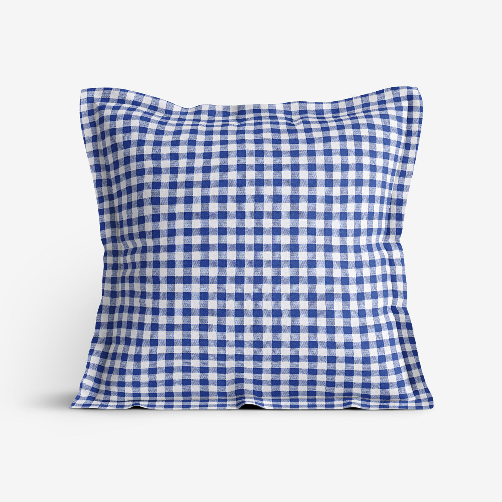 Poszewka na poduszkę z ozdobną kantą bawełniana - niebiesko-biała kratka