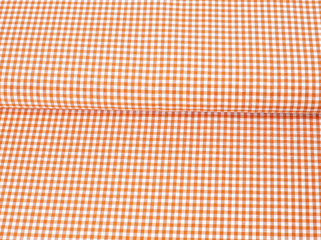 Tkanina dekoracyjna Menorca - mała pomarańczowo-biała kratka