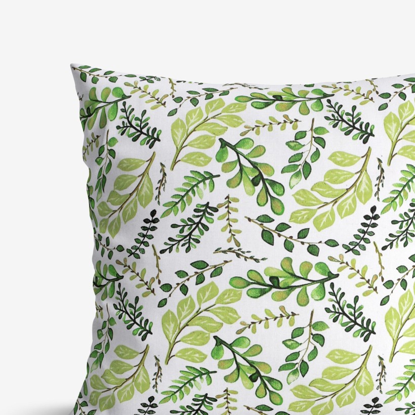 Poszewka na poduszkę bawełniana - zielone liście