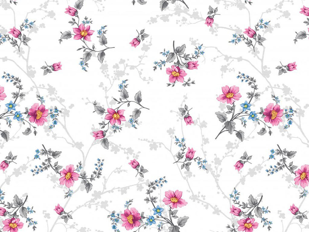 Cerata na stół na metry - różowe kwiatki na białym