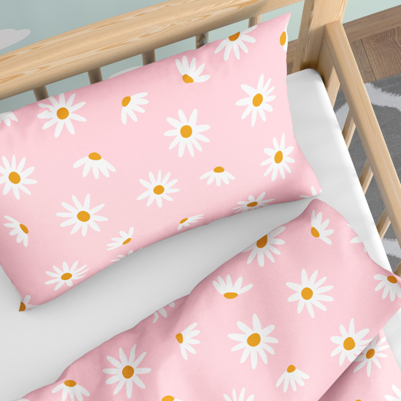 Pościel bawełniana do łóżeczka - kwiaty margaretki