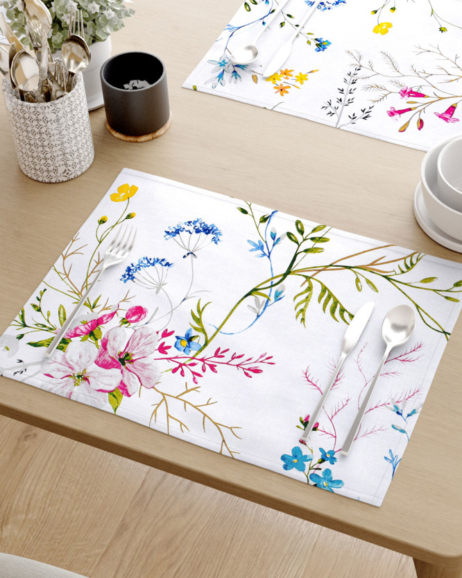 Podkładka na stół z płótna bawełnianego - malowane kwiaty polne - 2szt.