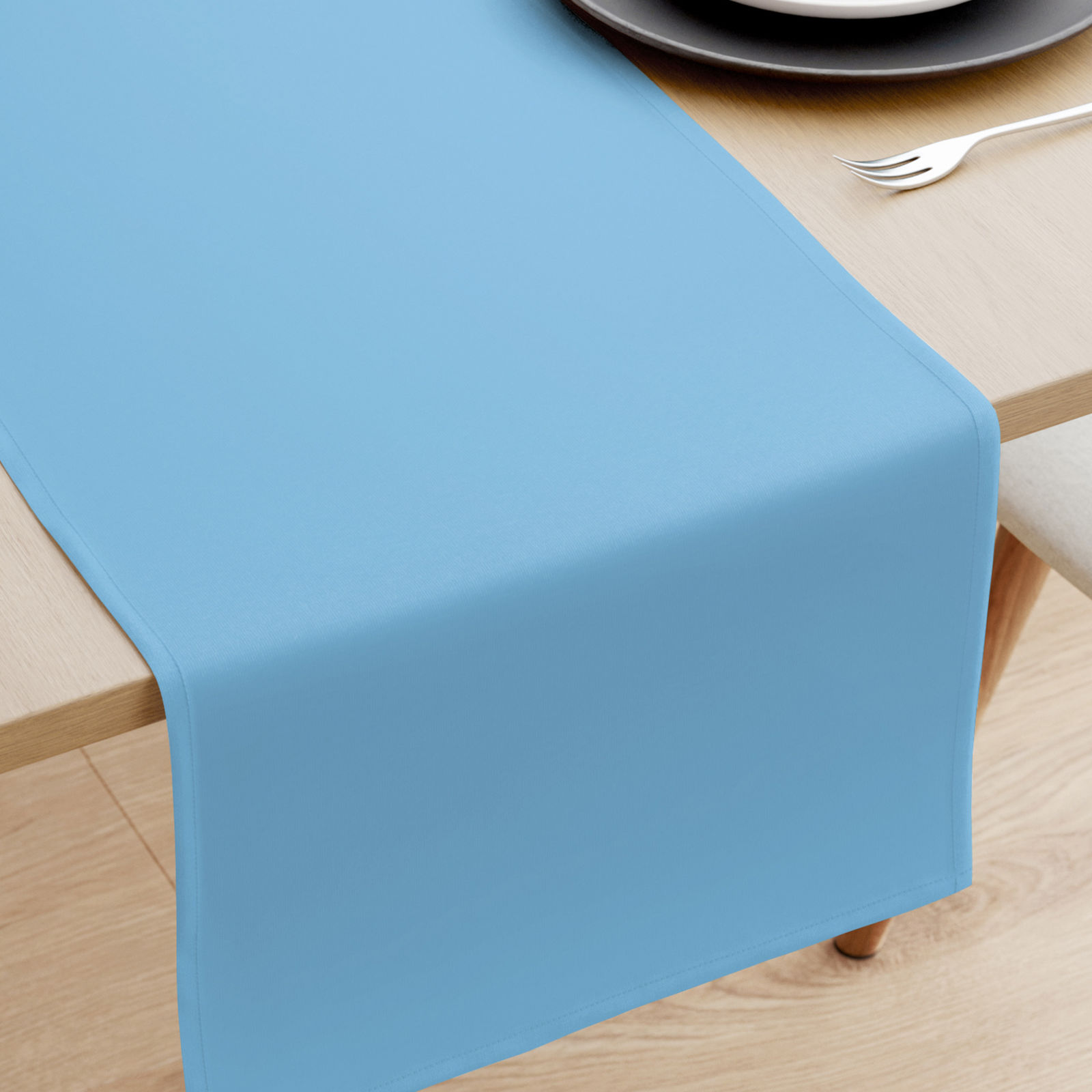 Bieżnik na stół z płótna bawełnianego - niebiański błękit