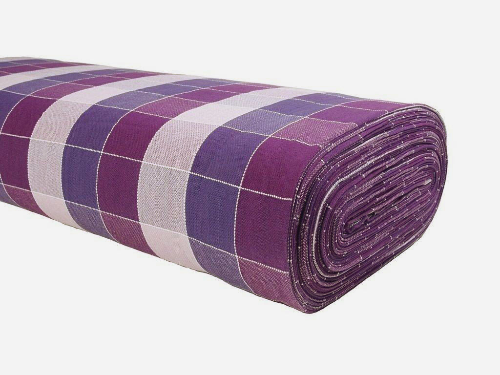 Mocna tkanina bawełniana Kanafas 230 g/m2 - duża kratka  fioletowa