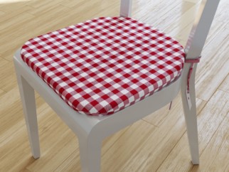 Zaokrąglona poduszka na krzesło 39x37 cm Menorca - czerwono-biała kratka