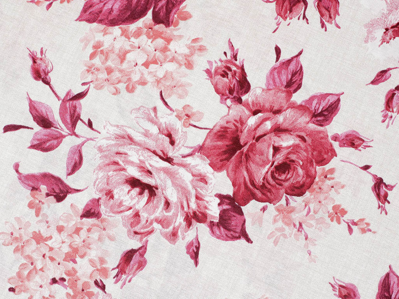 Tkanina dekoracyjna Loneta - duże czerwone róże