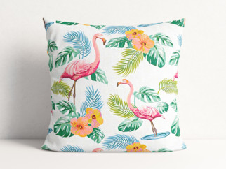 Poszewka na poduszkę dekoracyjna Loneta - flamingi