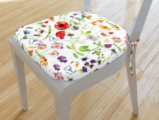 Zaokrąglona poduszka na krzesło 39x37 cm - bujna letnia łąka