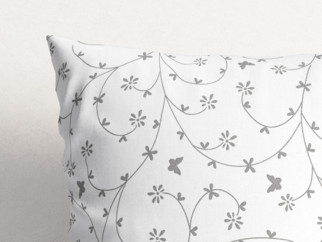 Poszewka na poduszkę bawełniana - szare kwiatki i motylki na białym
