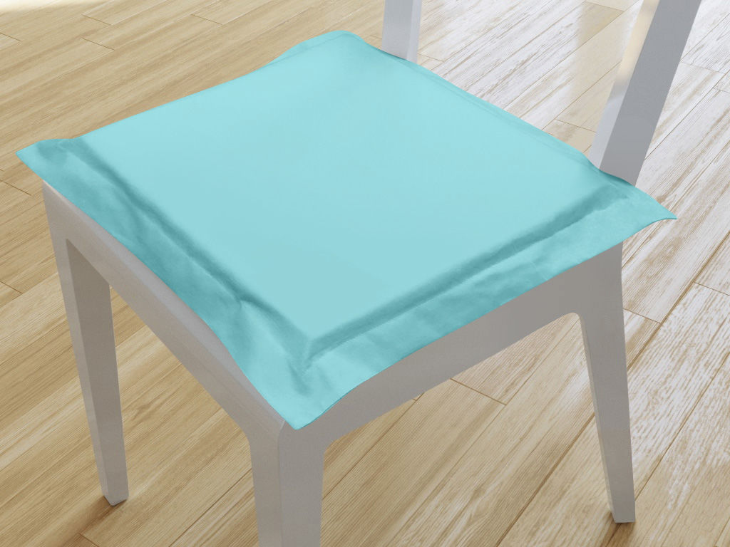 Kwadratowa poduszka na krzesło z ozdobną kantą 38x38 cm Suzy - turkusowa