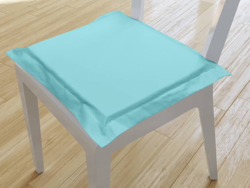 Kwadratowa poduszka na krzesło z ozdobną kantą 38x38 cm Suzy - turkusowa