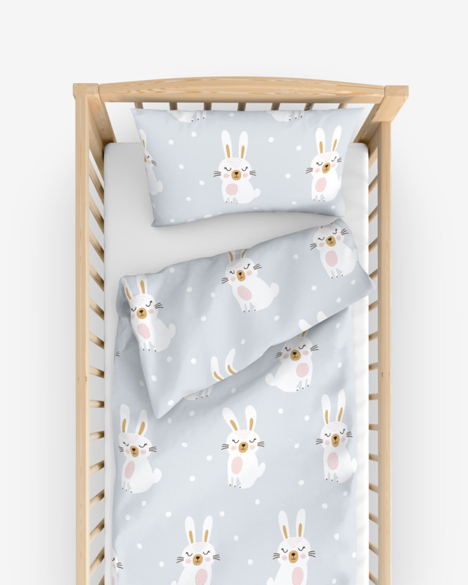 Pościel bawełniana do łóżeczka - rozmarzone króliczki