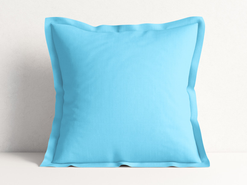 Poszewka na poduszkę z ozdobną kantą bawełniana - jasnoniebieska