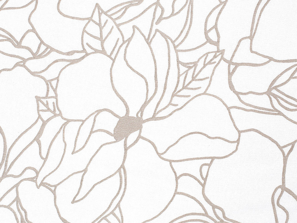 Płótno bawełniane - jasnobeżowe kwiaty na białym