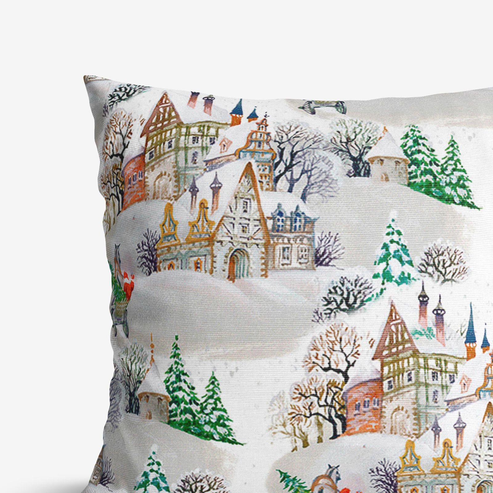 Poszewka na poduszkę dekoracyjna Loneta świąteczna - zaśnieżone miasto