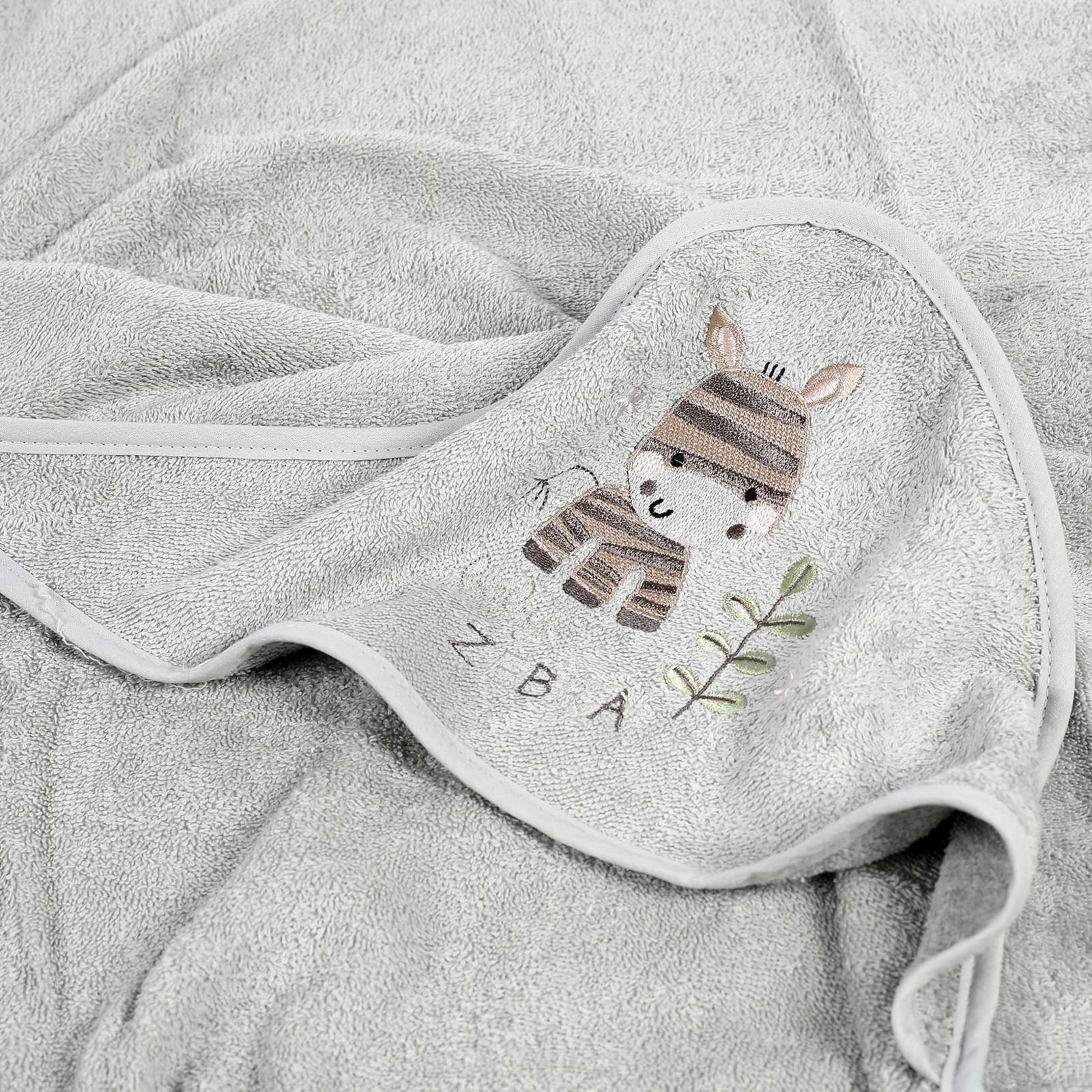 Ręcznik dziecięcy z kapturem LILI 100x100 cm szary -  zebra