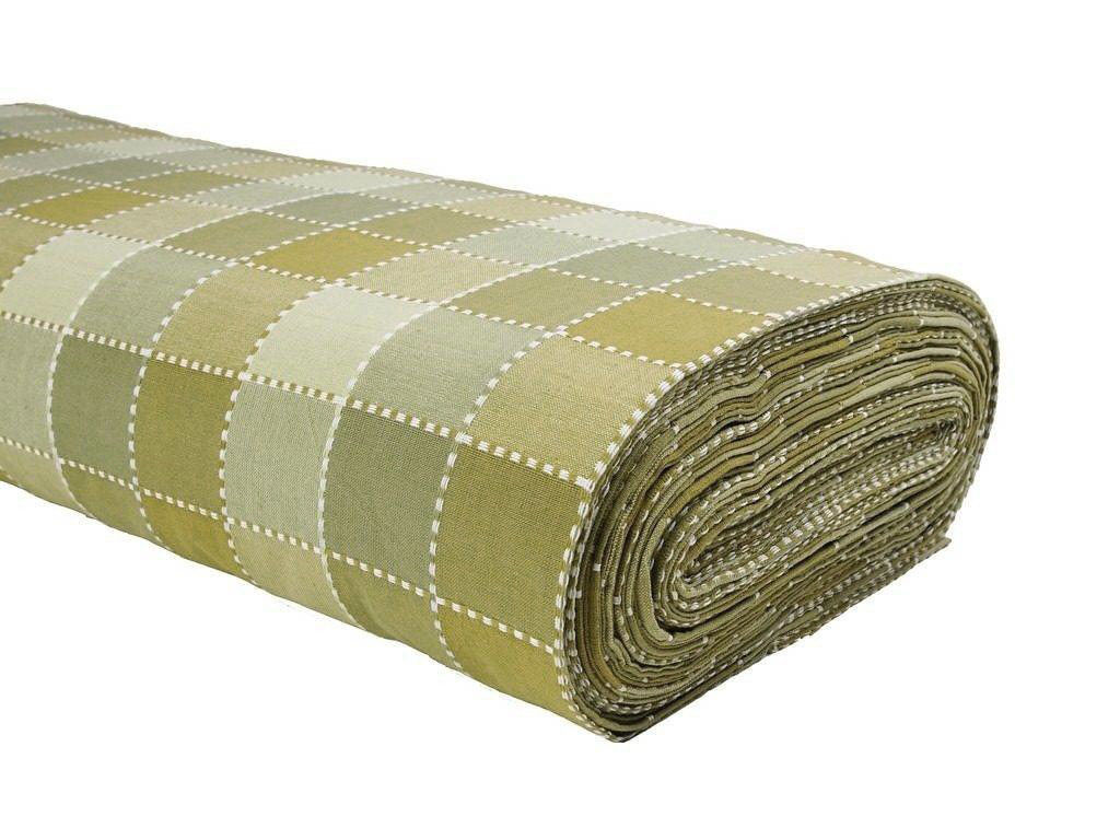 Mocna tkanina bawełniana Kanafas 230 g/m2 - duża kratka odcienie oliwkowe